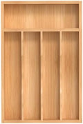 Silverware Organizer, Bamboo Kitchen Drawer Organizer, Utensil Holder, Cutlery Tray & Spoon Flatware Storage with Grooved Drawer Dividers (8.5''W x 13''D)