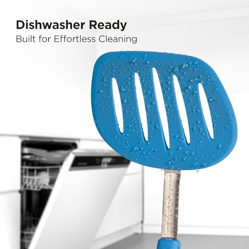 Kitchen Mama WaltzGrip Platinum Silicone Pancake Spatula Turner, Blue