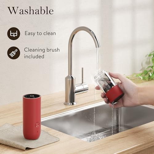 Ultrean Electric Salt and Pepper Grinder Set, Rechargeable,Red