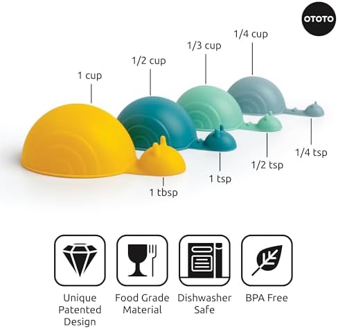 OTOTO Measuring Spoons Set - Teaspoons for Dry & Liquid Ingredients, BPA-free & Dishwasher Safe, Funny Gifts, Baking Accessories, Unique Kitchen Gadgets (Shelly)