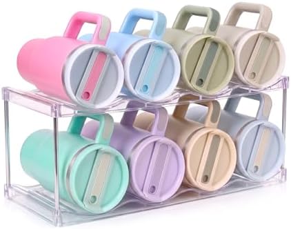 Large Compartment Water Bottle Organizer, Stackable Water Bottle Holder for Stanley 40 oz Tumbler, Clear Tumbler Organizer for Cabinet, Kitchen Pantry or Countertop, 3 Pack (2 Pack)