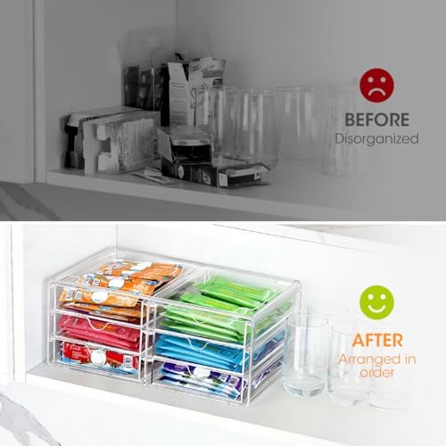 AIEVE Drink Packet Organizer, Stackable Storage Drawers for Tea Bags