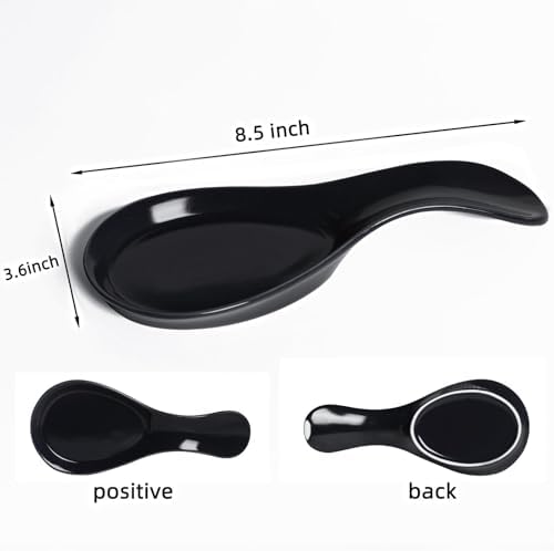 GDCZ Large Porcelain Spoon Rest for Kitchen Stove Top, Black