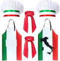Kyson 6 Pieces Italian Flag Chef Costume Italian Pizza Chef Bib Apron and Hat Bandanas for Adult Baking Grilling Cooking