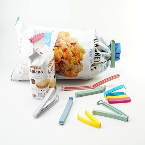 Yarall 32 PCS Plastic Chip Clips for Food Packages, Curved Design Sealing Bag Clips for Food, Kitchen and Home, 2 Sizes(4.3inch x 20, 3.1inch x 12) (Pack of 2)