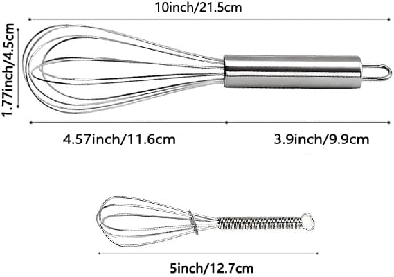 10 inch Stainless Steel Whisk, 5 inches - Image 2