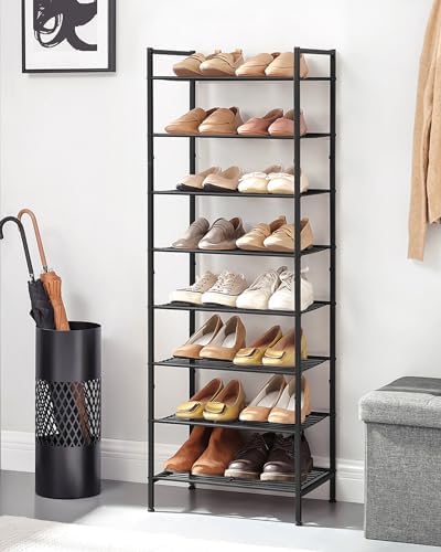 SONGMICS 8-Tier Metal Shoe Rack, Vertical Shelf, Holds up to 18 Pairs