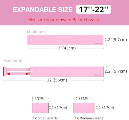ANTOWIN Expandable Bamboo Drawer Dividers, Fits 17.6-21.6" Drawers