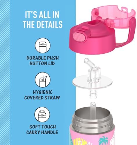THERMOS FUNTAINER Water Bottle with Straw, Barbie, 12 Ounces (Pack of 6)