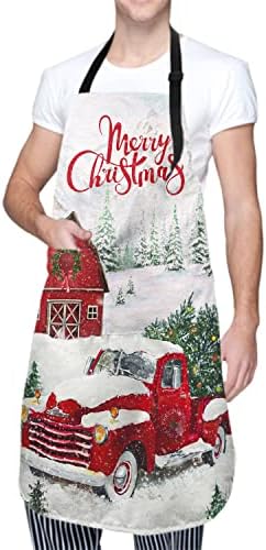 Giwawa Apron Unisex Resistant 33 x 28 inches with 2 Pockets Cooking Kitchen Aprons Suitable for BBQ Grill Drawing Haircut