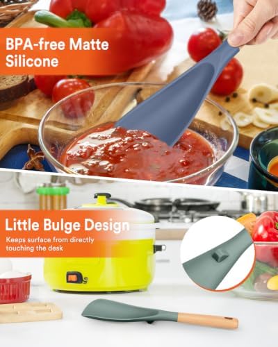Badiano Silicone Cooking Spoon for Nonstick Cookwares, Multi-function,11.4"