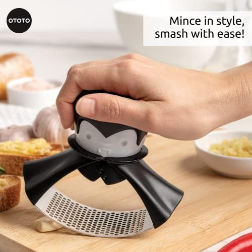 OTOTO Rockula Garlic Press Rocker - Garlic Masher, Garlic Rocker, Rocking Garlic Press Stainless Steel - Garlic Smasher Spooky Gifts - Easy to Clean