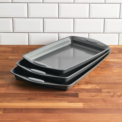 Rachael Ray Bakeware Nonstick Cookie Pan Set, Baking Pans Set, 3 Piece