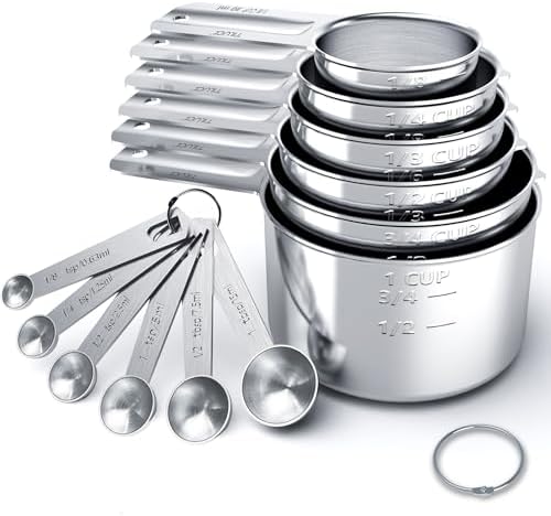 TILUCK Stainless Steel Measuring Cups & Spoons Set, Cups and Spoons
