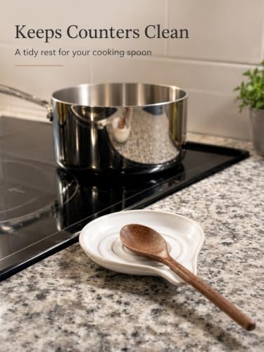 LAUCHUH Spoon Rest for Stove Top, Ceramic Spoon Holder for Kitchen Counter