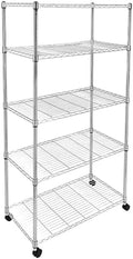 Simple Deluxe Heavy Duty 5-Shelf Storage Shelves, 1750Lb Loading Capacity, 35.43" W x 17.72" D x 70.87" H Adjustable Shelving Unit with Wheels, Chrome