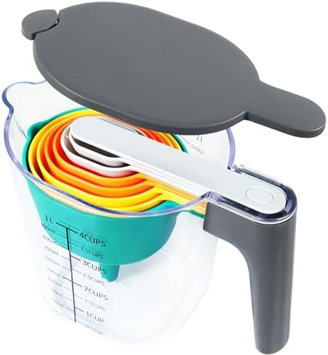 Stackable 10-Piece Measuring Cups and Spoons Set with Lids