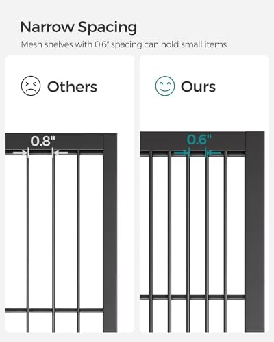 SONGMICS 3-Tier Steel Storage Rack with Wheels, Mesh Shelving Unit