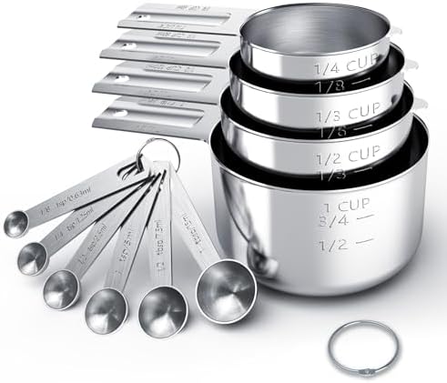 TILUCK Stainless Steel Measuring Cups & Spoons Set, Cups and Spoons