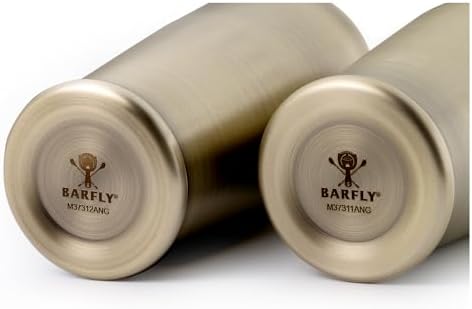 Barfly Cocktail Shaker Set with Weighted Bottom, Deluxe 18 and 28 oz, Antique Gold