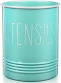 Bivvclaz Teal Kitchen Utensil Holder, 6.7" Utensil Holder for Kitchen Counter, Cooking Utensil Crock with Cork Bottom, Turquoise Decor and Accessories, Countertop Utensil Storage Caddy Organizer