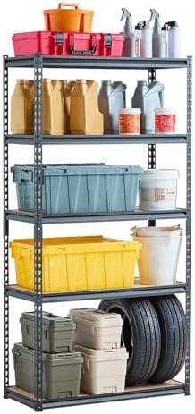 VEVOR Storage Shelves, 2000 lbs, 5 Tier Garage Storage Shelving, 16" D x 36" W x 71.4" H Adjustable Metal Shelves for Garage Shelves Utility Rack Shelf, Ideal for Kitchen, Warehouse, Basement, Black