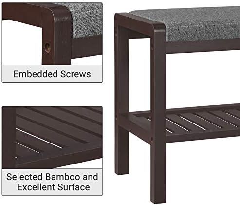 SONGMICS Shoe Rack Bench, Padded Seat, Storage Shelf, Holds Up to 350 lb