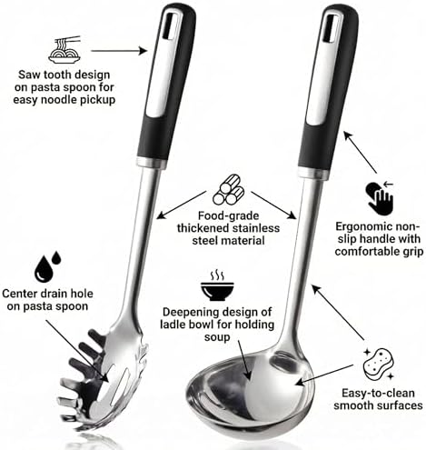 Stainless Steel Ladle and Pasta Server Set