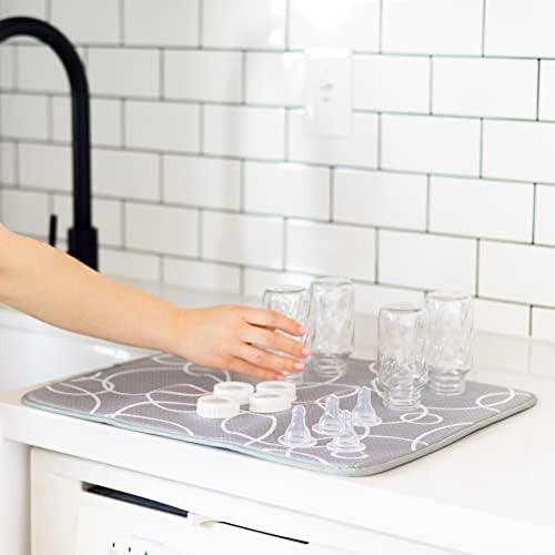 Ubbi Microfiber Dish Drying Mat, Gray 2-Pack