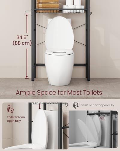 VASAGLE 3-Tier Over the Toilet Storage, Adjustable Shelves, Basket, 63''H