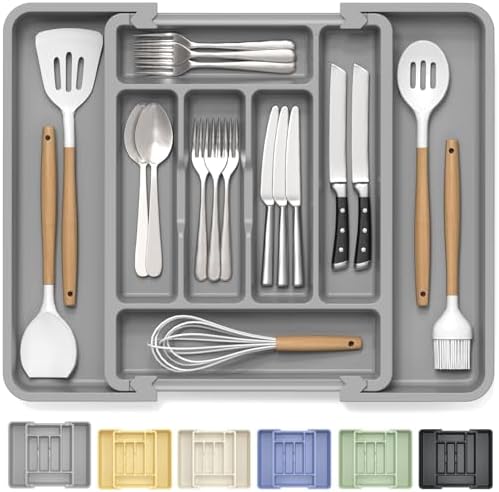 Caperci Large Silverware Organizer Tray for Kitchen Drawer Utensils Thicker