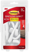 Command Large Utility Hooks, 14 Hooks and 16 Strips, Damage-Free Hanging Wall Hooks with Adhesive Strips, No Tools Adhesive Hooks for Hanging, Organization and Storage (Pack of 2)