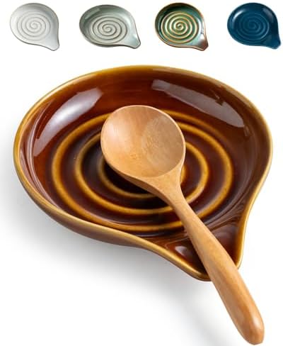 LAUCHUH Spoon Rest, Ceramic Spoon Rest for Stove Top Cooking Spoon Holder
