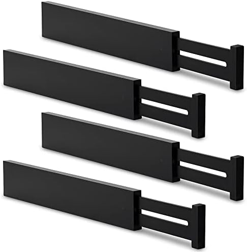 Utoplike Bamboo Kitchen Drawer Divider, Black Utensil Drawers Organizer