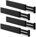 Utoplike Bamboo Kitchen Drawer Divider, Black Utensil Drawers Organizer
