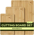 ROYAL CRAFT WOOD Wooden Cutting Boards for Kitchen Meal Prep & Serving - Bamboo Wood Serving Board Set with Deep Juice Groove Side Handles - Charcuterie & Chopping Butcher Block for Meat