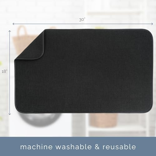 S&T INC. Dish Drying Mat, 18" x 30", Jumbo, Black