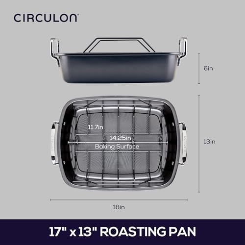 Circulon Ultra-Lasting Nonstick Roasting Pan with Rack, 17 x 13-Inch