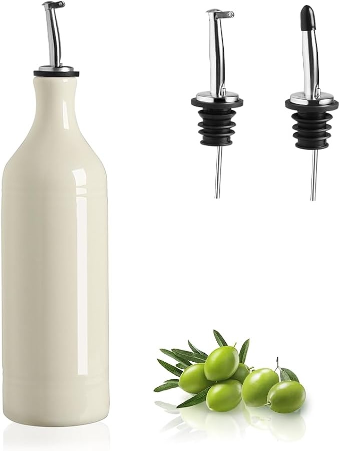 Sweejar Large Ceramic Olive Oil Dispenser Bottle, Opaque Oil Cruet Protects to by Sweejarco1949