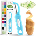 Spring Chef Swivel Potato Peeler for Kitchen w/Soft Grip Handle, Aqua Sky