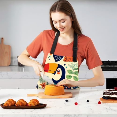 Adjustable Bib Apron with 2 Pockets for Cooking and Baking