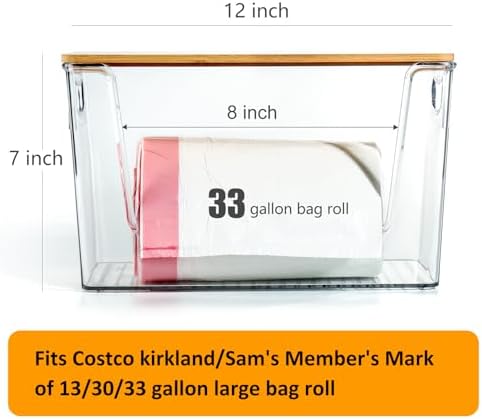 2 Pack Trash Bag Holder Dispenser, Extra Large Garbage Bags Holder, Stackable Trash Bag Holder with Bamboo Top for Laundry Room & Under Sink