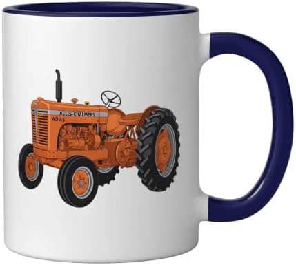 Vintage Allis-Chalmers WD 45 Classic Tractor Ceramic Mug, Dark Blue/White, 11oz