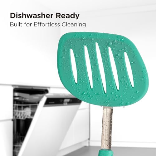 Kitchen Mama WaltzGrip Platinum Silicone Pancake Spatula Turner, Teal