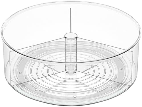 Divided Drink Packet Organizer, Largr Rotating Clear Lazy Susan Turntable