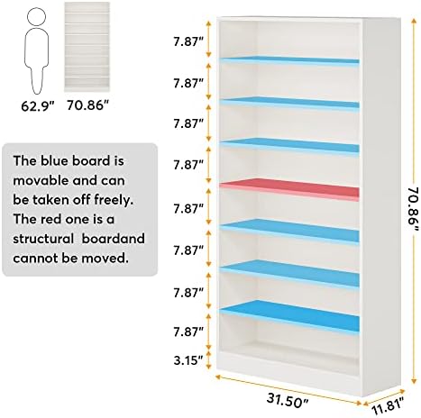 Tribesigns Shoe Cabinet, 9 Tiers 40-45 Pairs Heavy Duty Wood Freestanding Shoe Storage Cabinet, 70.8'' Tall Shoe Organizer with Open Storage for Entryway, White