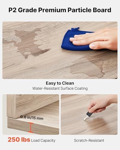 VEVOR Washer Dryer Countertop with 3 Splicing Panels, 54" x 27" Wooden Washer and Dryer Countertop with 2 Hooks, Water-Resistant Laundry Topper for Laundry Room Organization and Storage, Oak