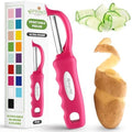 Spring Chef Swivel Vegetable Peeler for Kitchen w/Soft Grip Handle, Pink