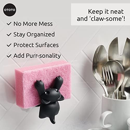 OTOTO Sponge Holder for Kitchen Sink - Comes With Dish Sponge - Dishwasher Safe Dish Organizer - Unique Kitchen Gadgets, White Elephant Gifts (Scrubby Gray)