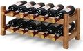 COSTWAY 12 BottlesWine Rack, 2-Tier Bamboo Wine Display Rack (Nature)